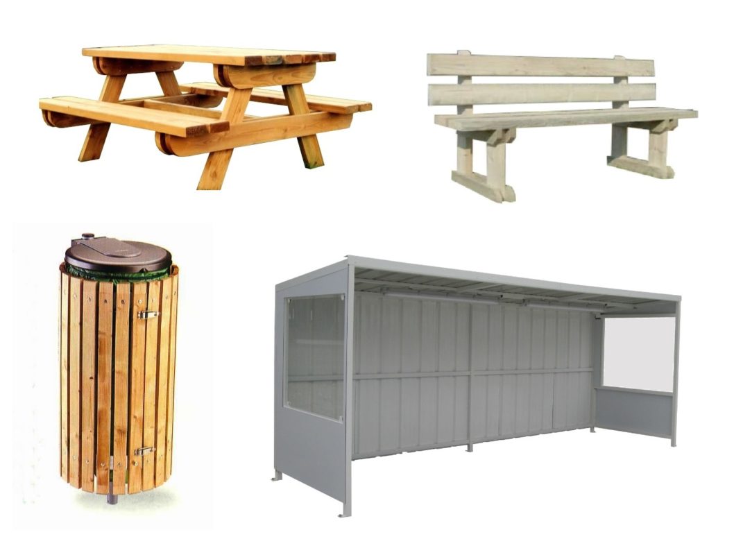 mobilier urbain, banc et tables